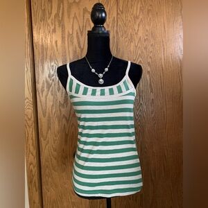 Old Navy Green Tan Striped Tank Top Size Small